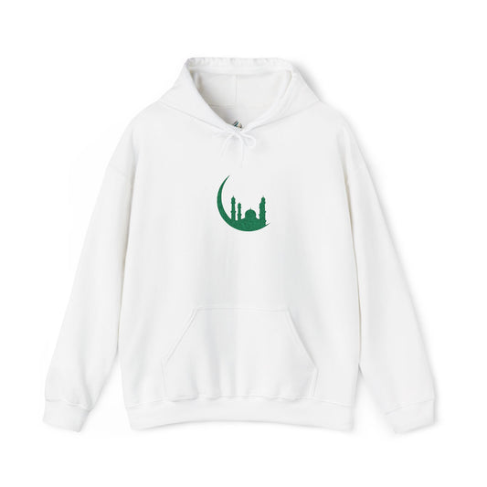 Islamic Mosque Moon Green Embroidered Hoodie