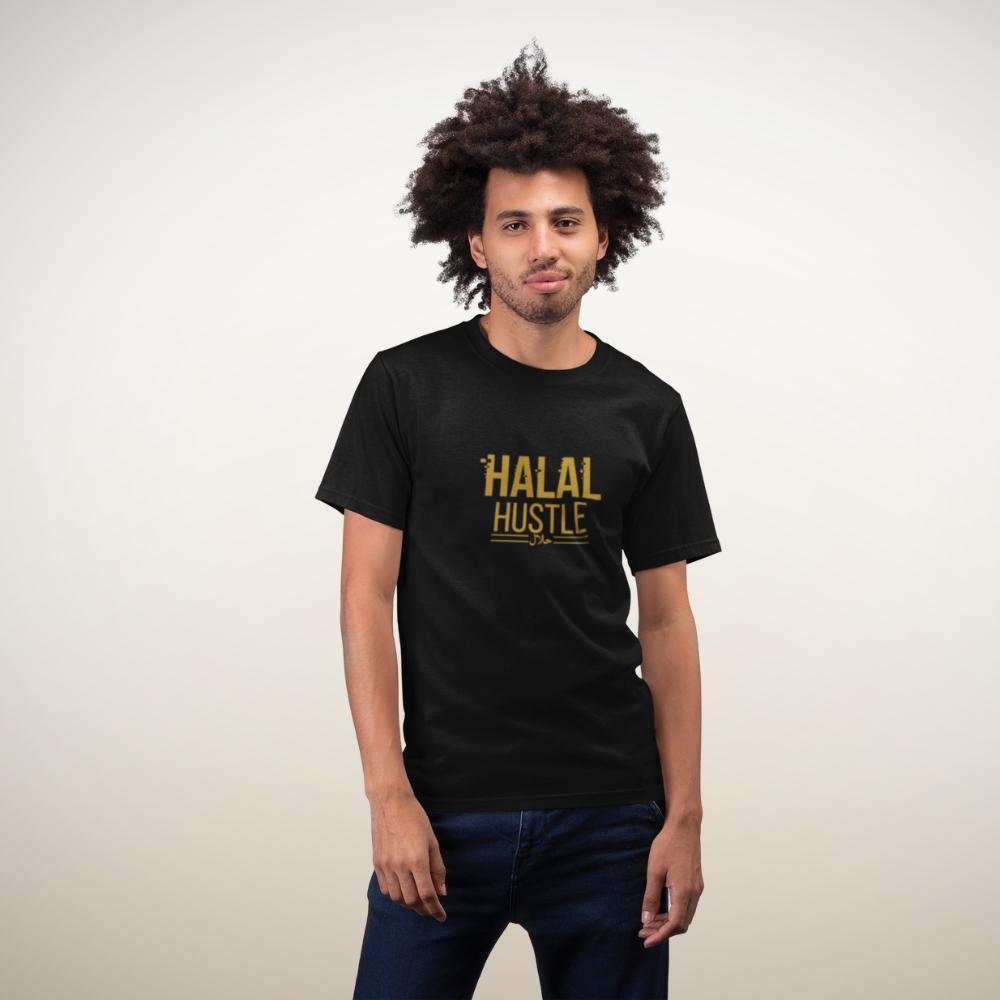 “Halal Hustle” T-Shirt – Islamic Motivational Streetwear for Entrepreneurs