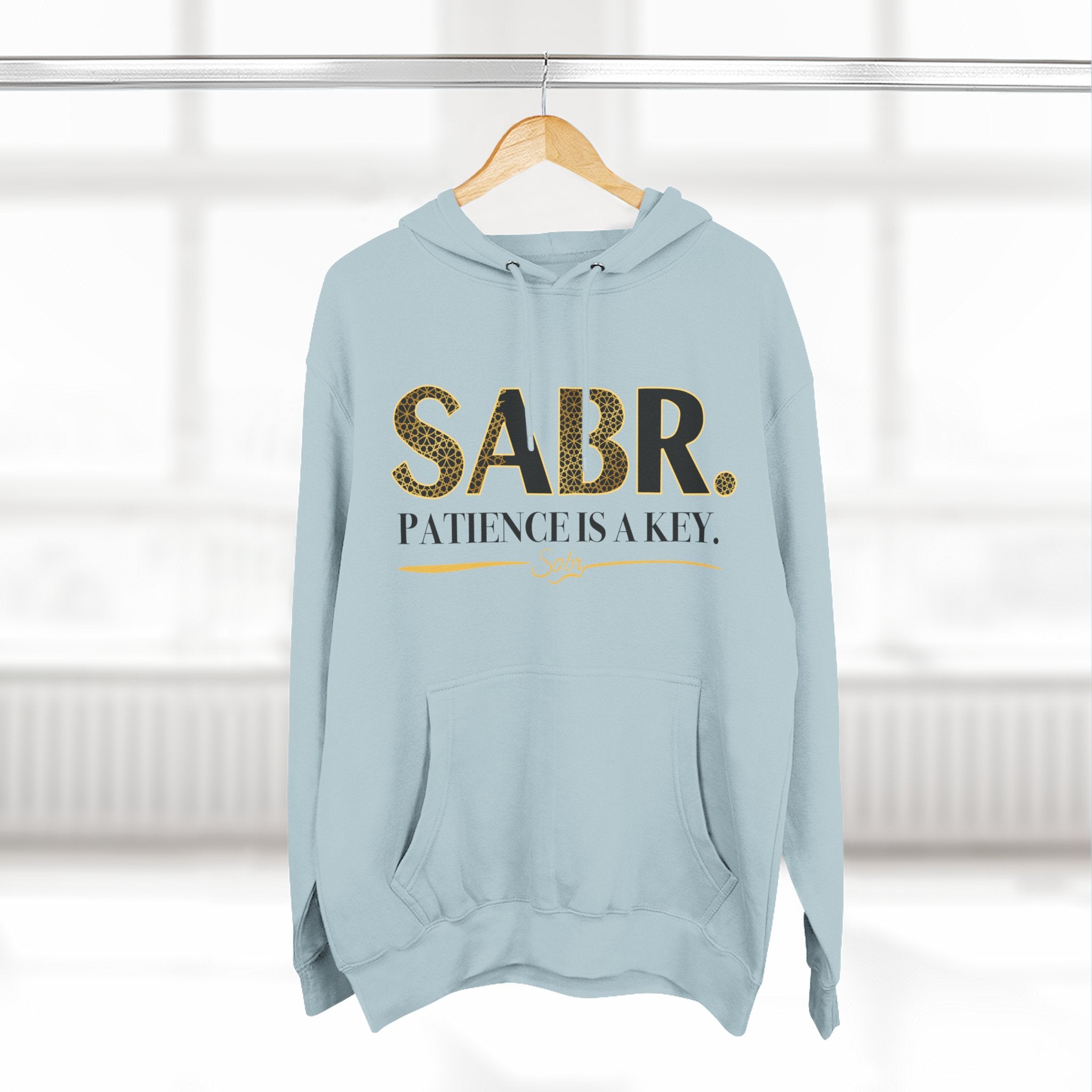 Islamic Sabr Three-Panel Fleece Hoodie for Patience | Muslim Apparel