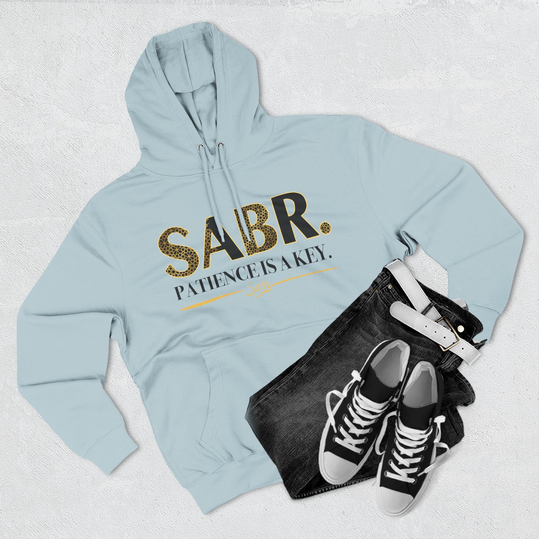 Islamic Sabr Three-Panel Fleece Hoodie for Patience | Muslim Apparel
