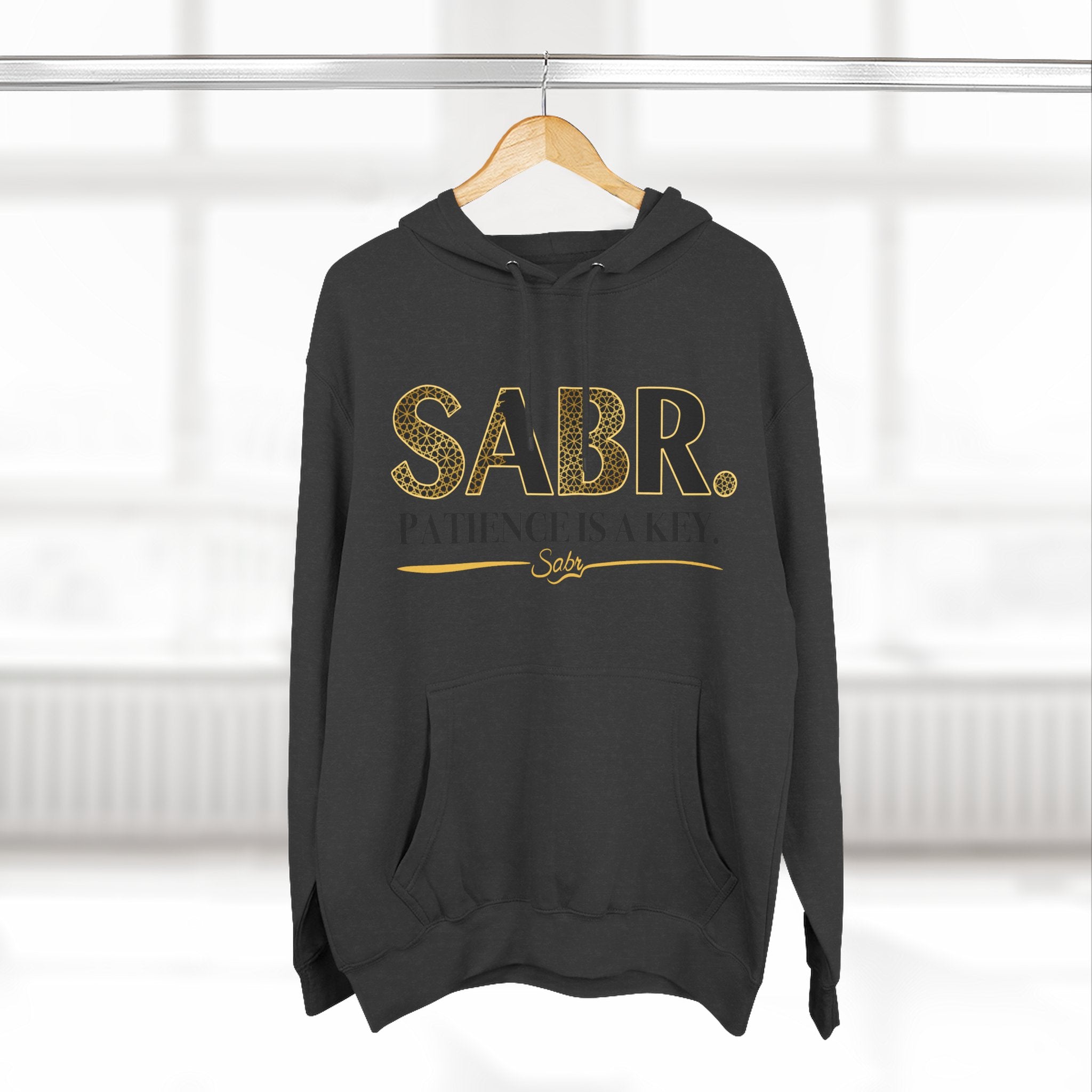 Islamic Sabr Three-Panel Fleece Hoodie for Patience | Muslim Apparel