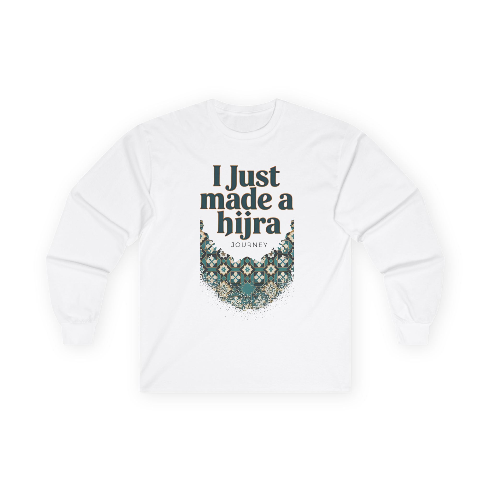 Islamic Unisex Long Sleeve Tee with Hijra Writings - SakinahWear 