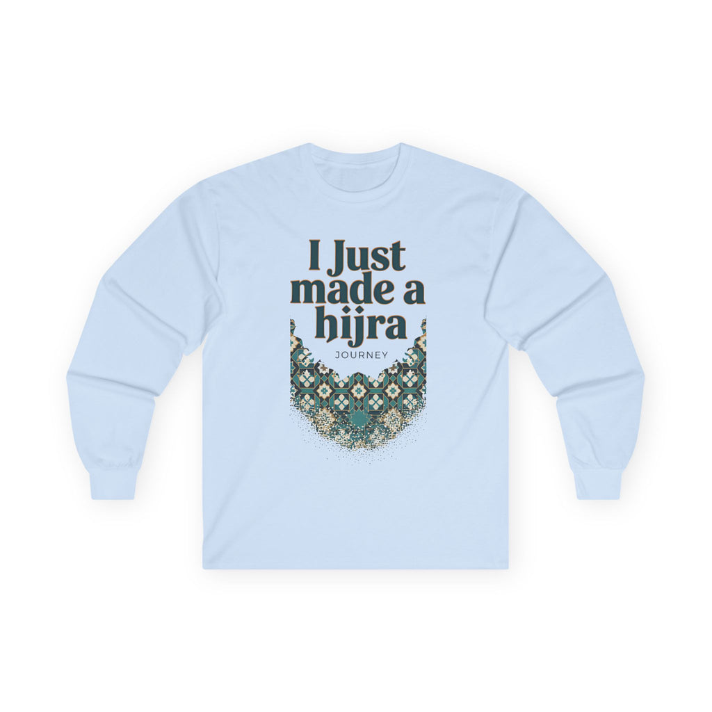 Islamic Unisex Long Sleeve Tee with Hijra Writings - SakinahWear 