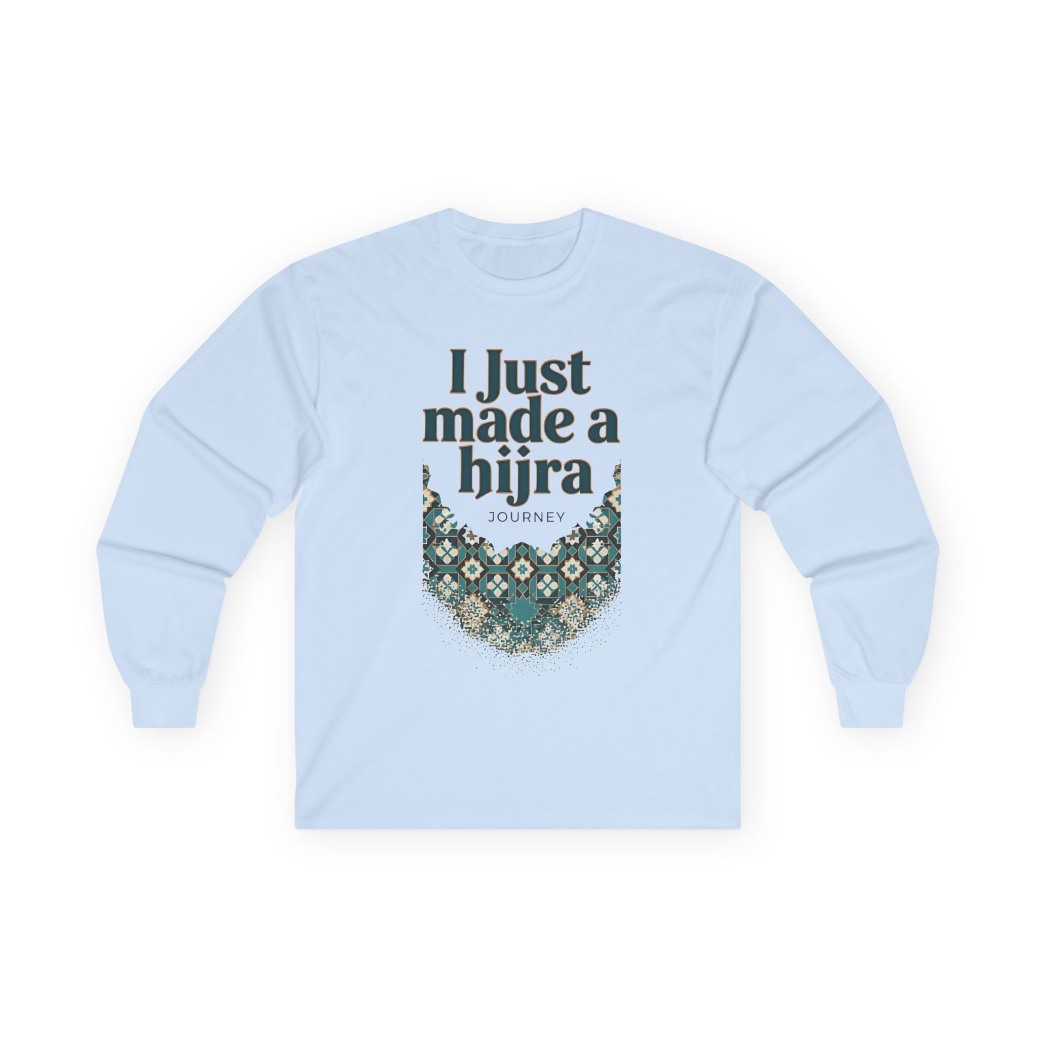 Islamic Unisex Long Sleeve Tee with Hijra Writings - SakinahWear 