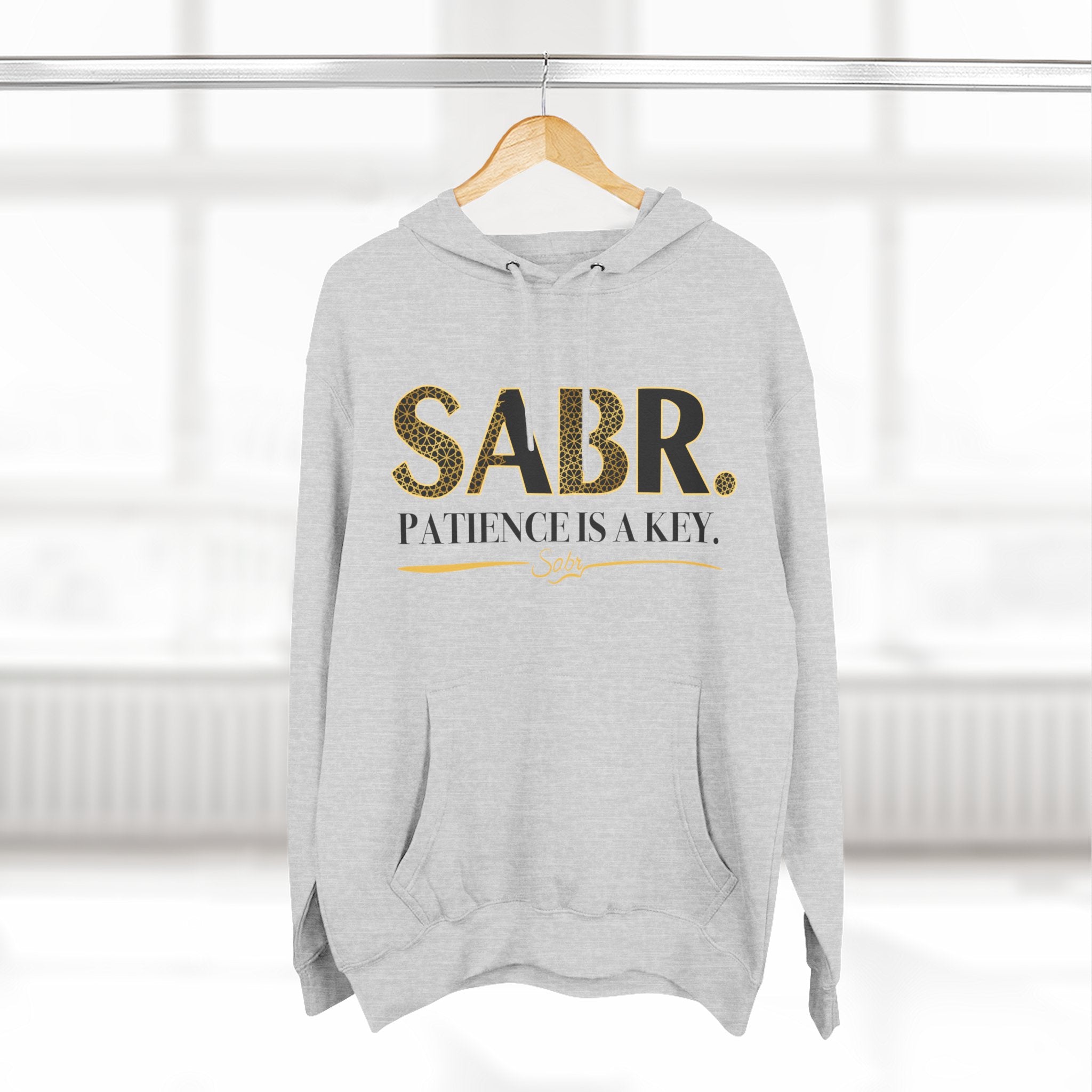 Islamic Sabr Three-Panel Fleece Hoodie for Patience | Muslim Apparel