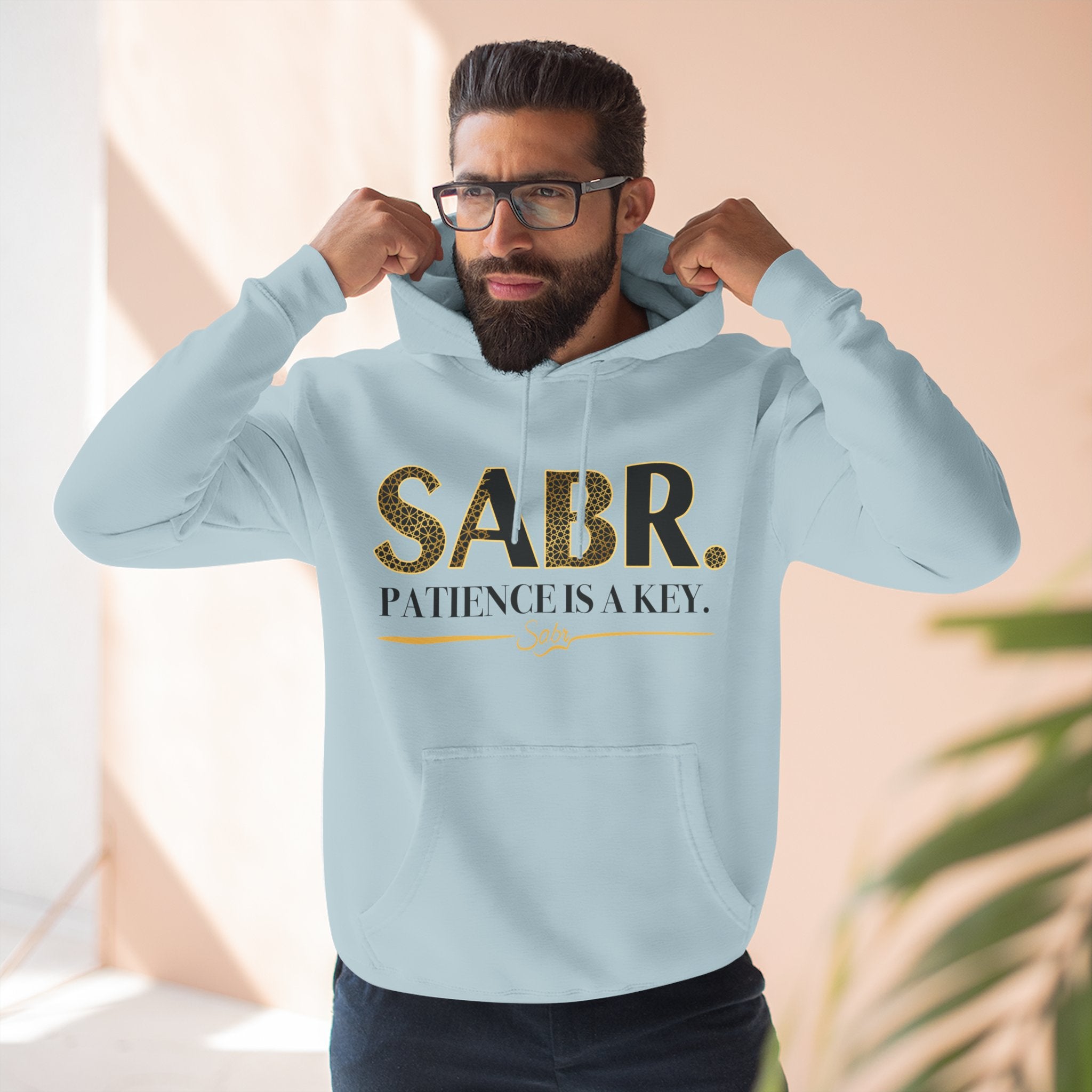 Islamic Sabr Three-Panel Fleece Hoodie for Patience | Muslim Apparel