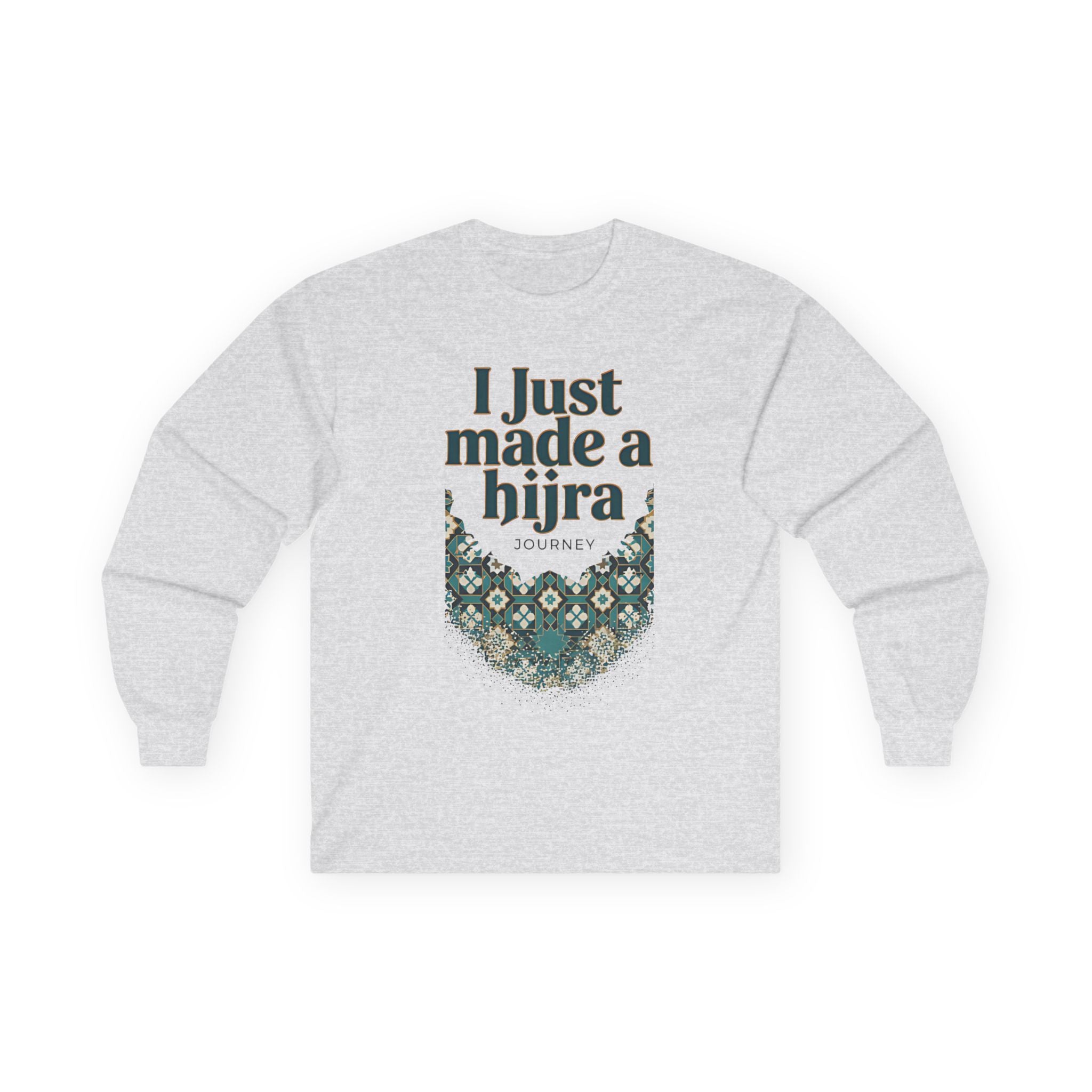Islamic Unisex Long Sleeve Tee with Hijra Writings - SakinahWear 