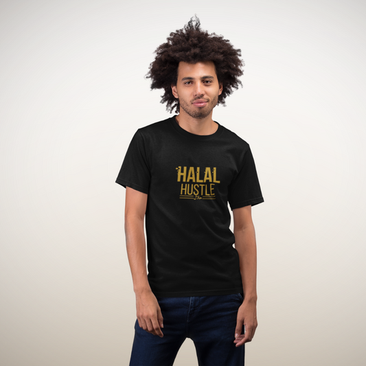 “Halal Hustle” T-Shirt – Islamic Motivational Streetwear for Entrepreneurs