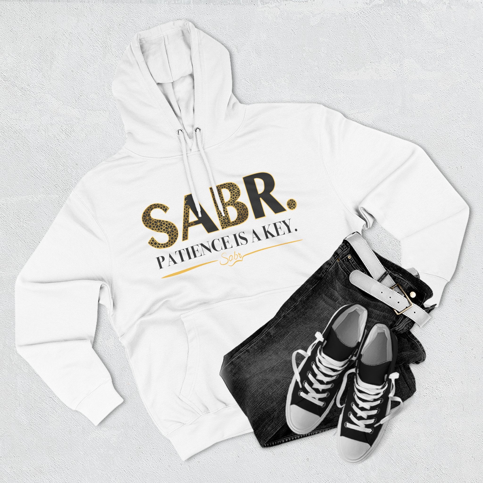 Islamic Sabr Three-Panel Fleece Hoodie for Patience | Muslim Apparel