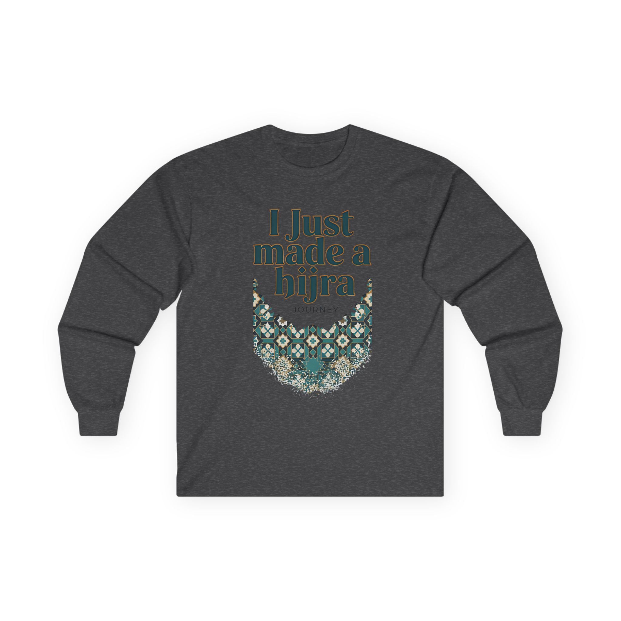 Islamic Unisex Long Sleeve Tee with Hijra Writings - SakinahWear 