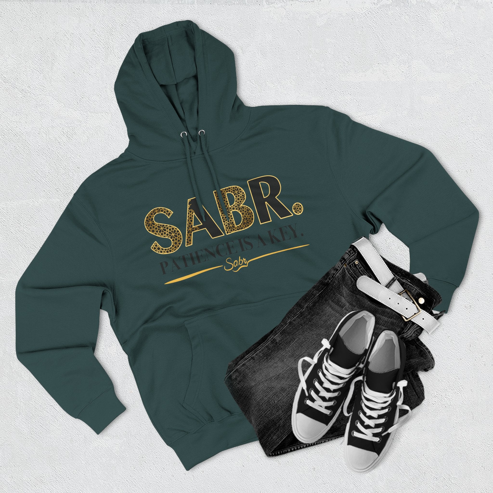Islamic Sabr Three-Panel Fleece Hoodie for Patience | Muslim Apparel